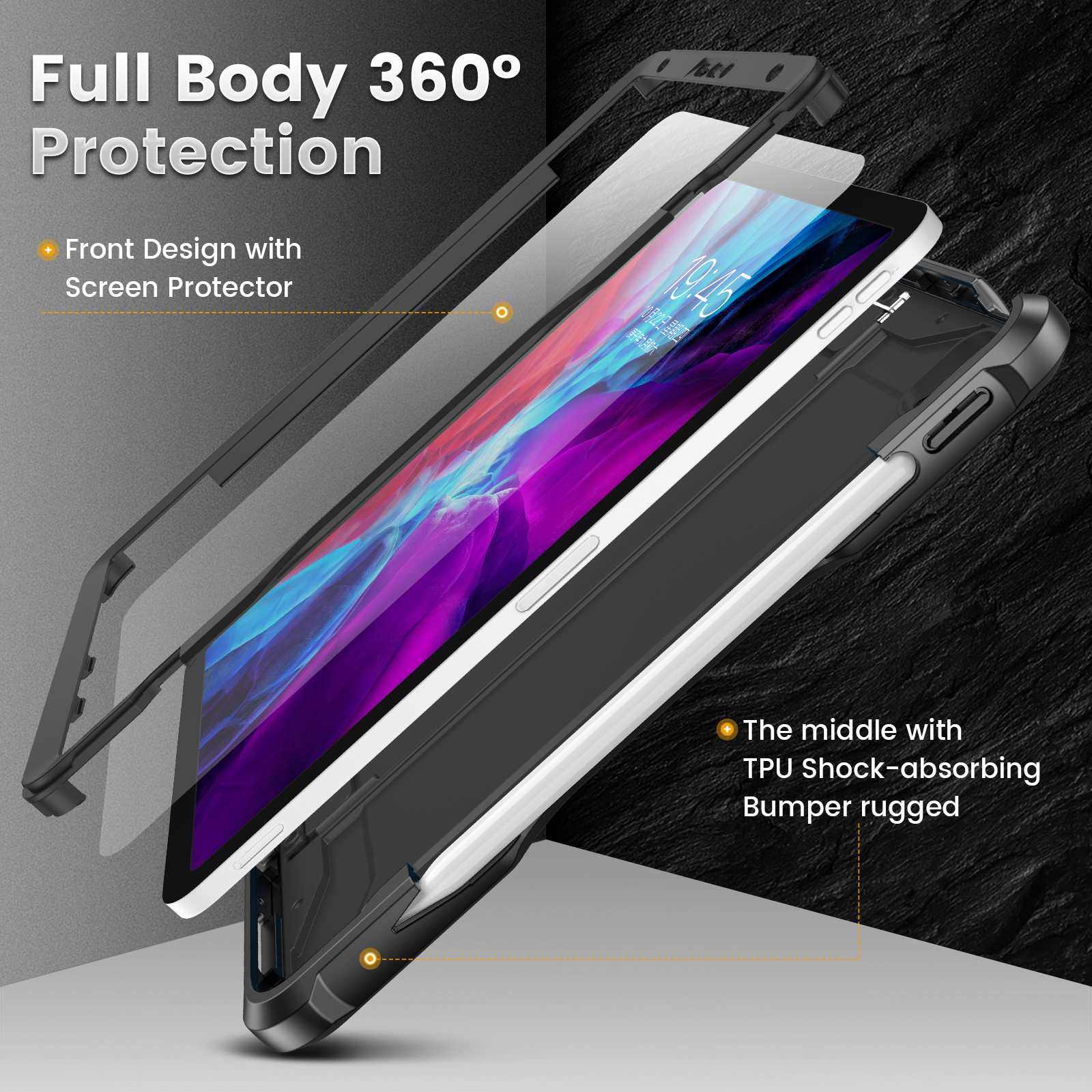 NEW Kickstand TPU rugged case for iPad 10.9 " 2021/2020 / for iPad pro11 2022with Screen Protector
